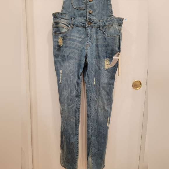 NWT Life In Progress Overalls Forever 21 Distressed Denim Size 27 - Picture 6 of 14